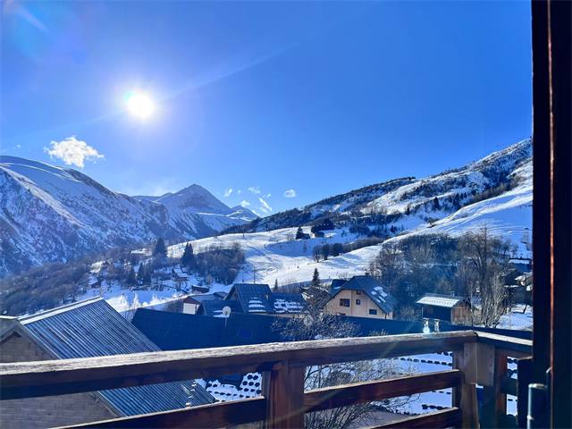 Uitzicht vanaf het balkon van Chez Alpa Saint Sorlin op de pistes van Saint Sorlin d'Arves